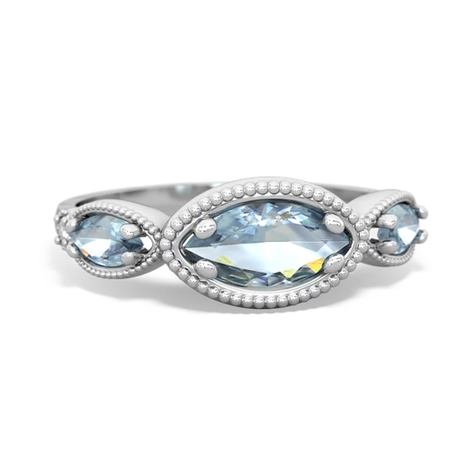 aquamarine-aquamarine milgrain marquise ring