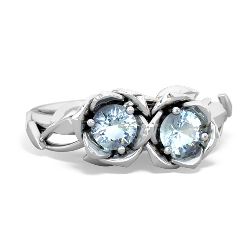 aquamarine-aquamarine roses ring