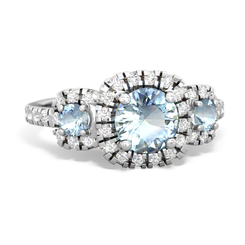 lab sapphire-blue topaz three stone regal ring