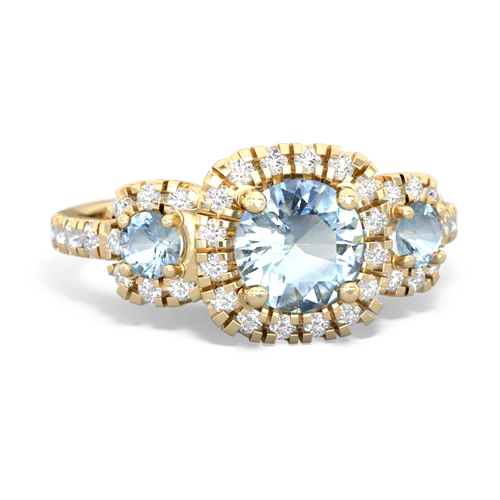 aquamarine-aquamarine three stone regal ring