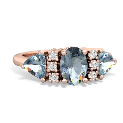 Aquamarine Genuine Aquamarine with Genuine Aquamarine and Genuine Opal Antique Style Three Stone ring Ring