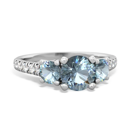 aquamarine-white topaz trellis pave ring