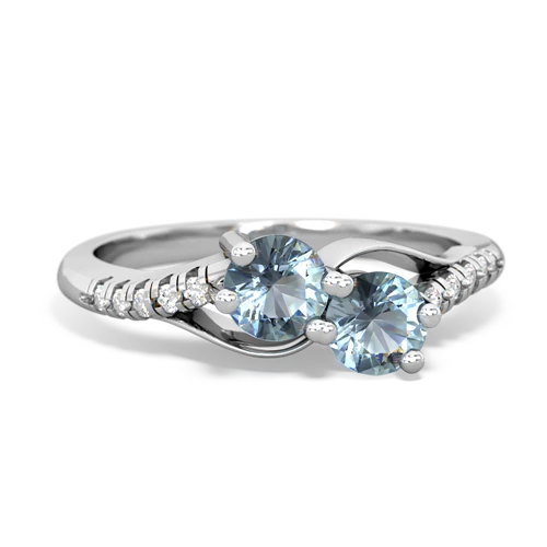 aquamarine-aquamarine two stone infinity ring