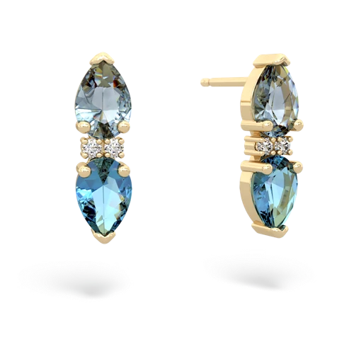 aquamarine-blue topaz bowtie earrings