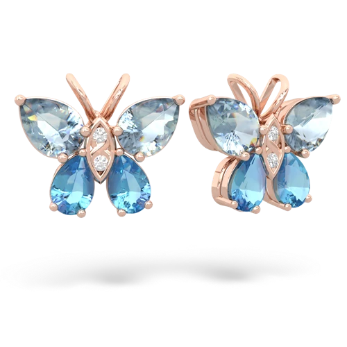 aquamarine-blue topaz butterfly earrings