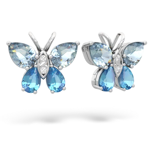 aquamarine-blue topaz butterfly earrings