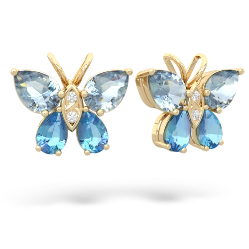 aquamarine-blue topaz butterfly earrings