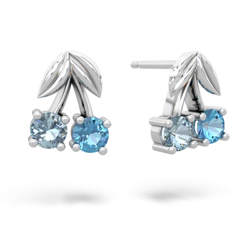 aquamarine-blue topaz cherries earrings
