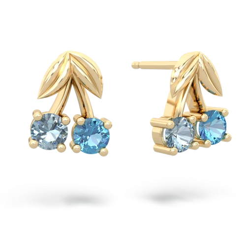 aquamarine-blue topaz cherries earrings