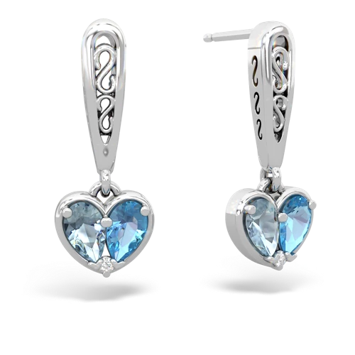 aquamarine-blue topaz filligree earrings