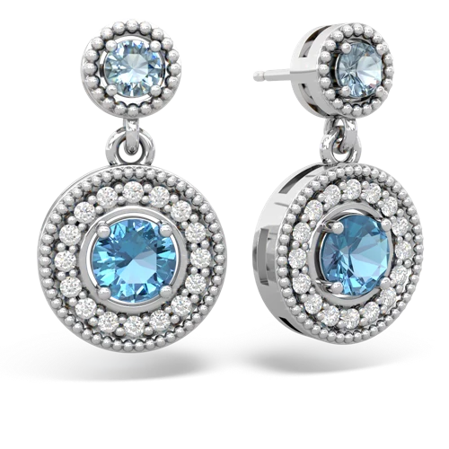 aquamarine-blue topaz halo earrings