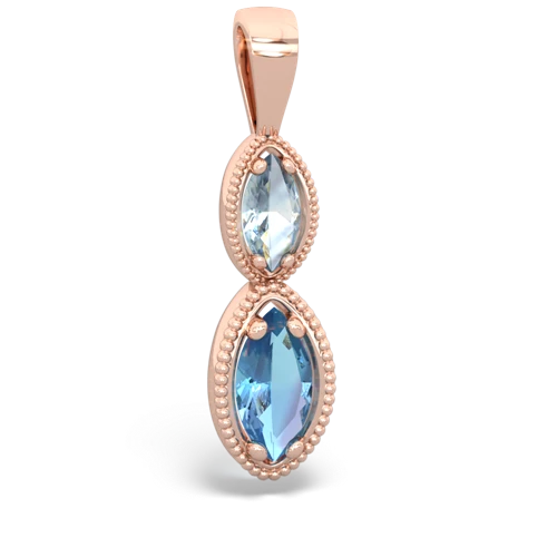 Aquamarine Genuine Aquamarine with Genuine Swiss Blue Topaz Antique-style Halo pendant Pendant