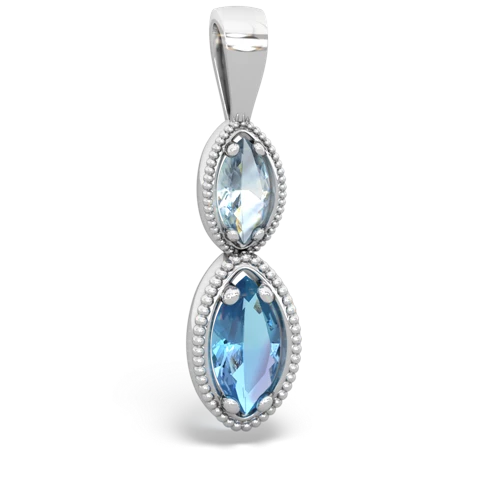 aquamarine-blue topaz antique milgrain pendant