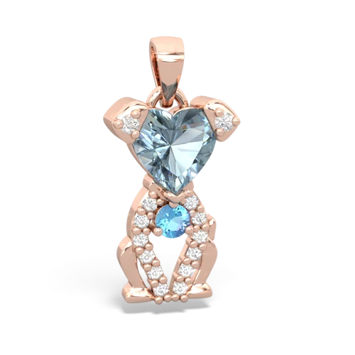 aquamarine-blue topaz birthstone puppy pendant