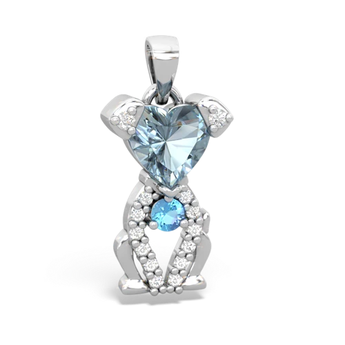 aquamarine-blue topaz birthstone puppy pendant