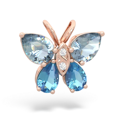 aquamarine-blue topaz butterfly pendant