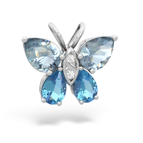 aquamarine-blue topaz butterfly pendant
