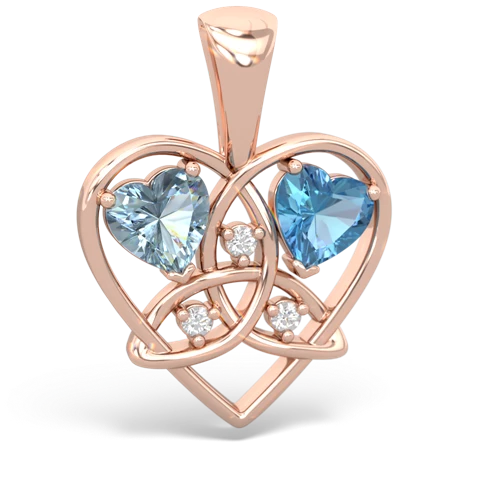 Aquamarine Genuine Aquamarine with Genuine Swiss Blue Topaz Celtic Trinity Heart pendant Pendant
