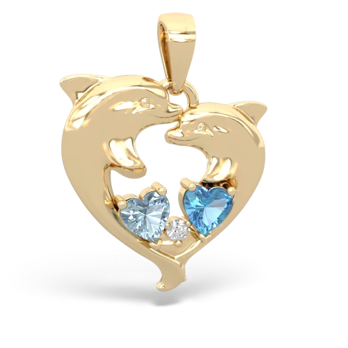 Aquamarine Genuine Aquamarine with Genuine Swiss Blue Topaz Dolphin Heart pendant Pendant
