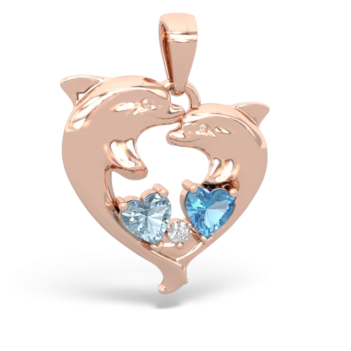 aquamarine-blue topaz dolphins pendant