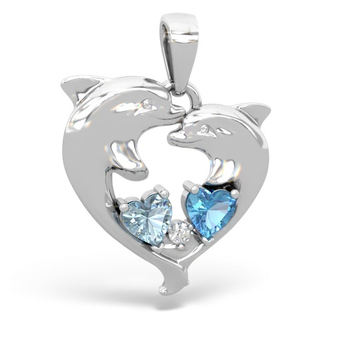 aquamarine-blue topaz dolphins pendant