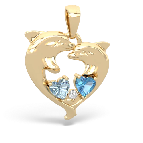 aquamarine-blue topaz dolphins pendant