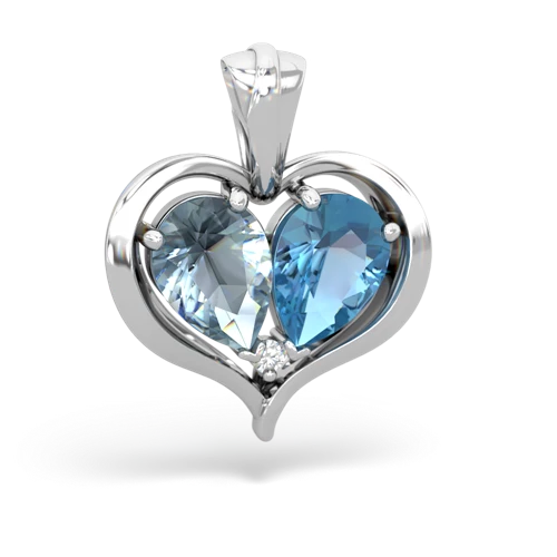 aquamarine-blue topaz half heart whole pendant