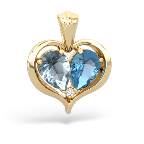 aquamarine-blue topaz half heart whole pendant