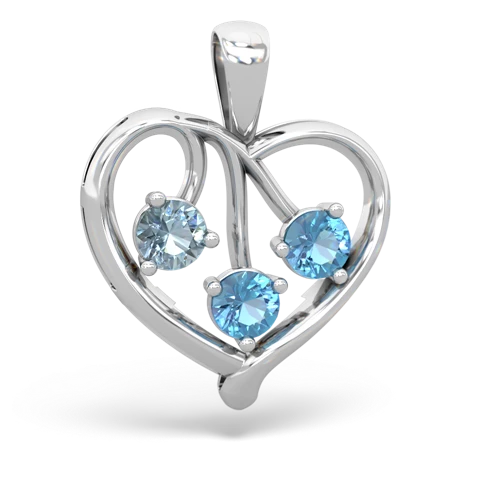 Aquamarine Genuine Aquamarine with Genuine Swiss Blue Topaz and Genuine Black Onyx Glowing Heart pendant Pendant