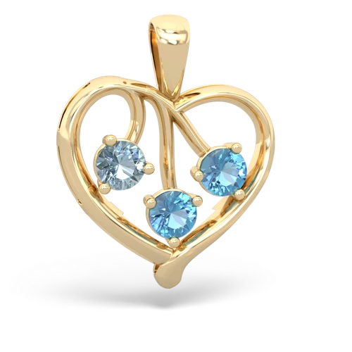 aquamarine-blue topaz love heart pendant