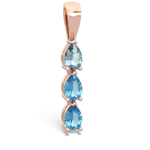 aquamarine-blue topaz three stone pendant