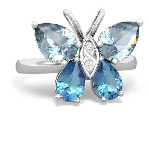 aquamarine-blue topaz butterfly ring