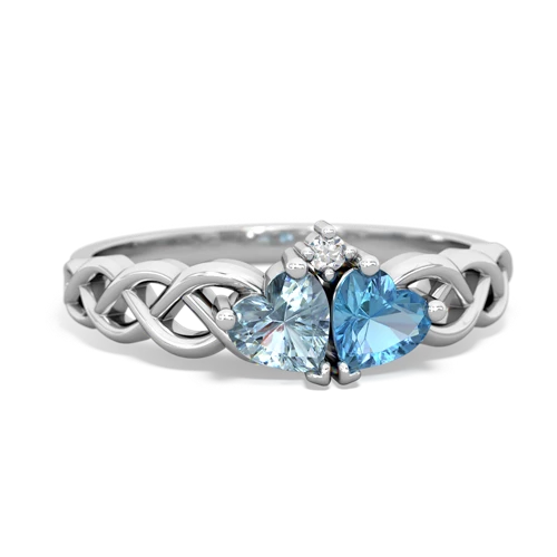 Aquamarine Genuine Aquamarine with Genuine Swiss Blue Topaz Heart to Heart Braid ring Ring