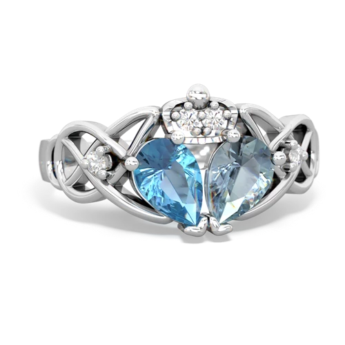 aquamarine-blue topaz claddagh ring