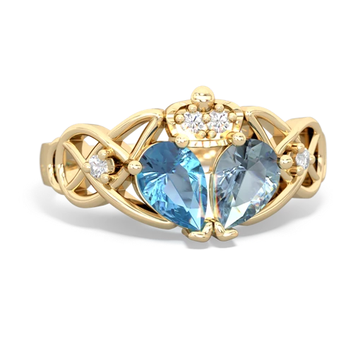 aquamarine-blue topaz claddagh ring