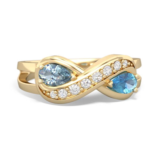 Aquamarine Genuine Aquamarine with Genuine Swiss Blue Topaz Diamond Infinity ring Ring
