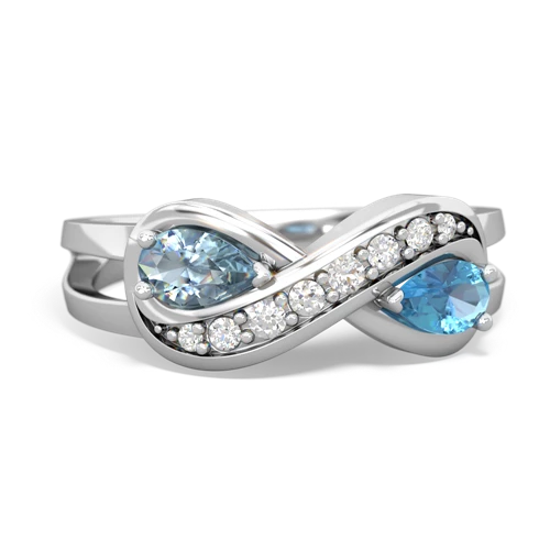 aquamarine-blue topaz diamond infinity ring
