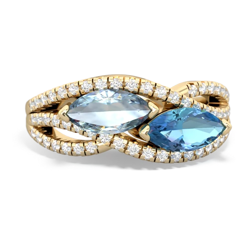 aquamarine-blue topaz double heart ring