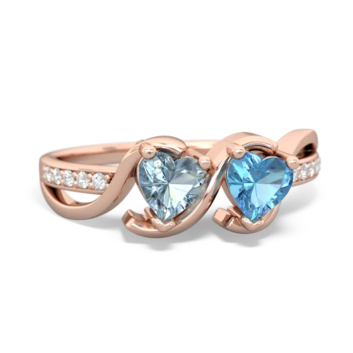 aquamarine-blue topaz double heart ring