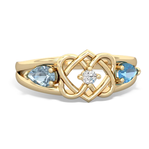 Aquamarine Genuine Aquamarine with Genuine Swiss Blue Topaz Hearts Intertwined ring Ring