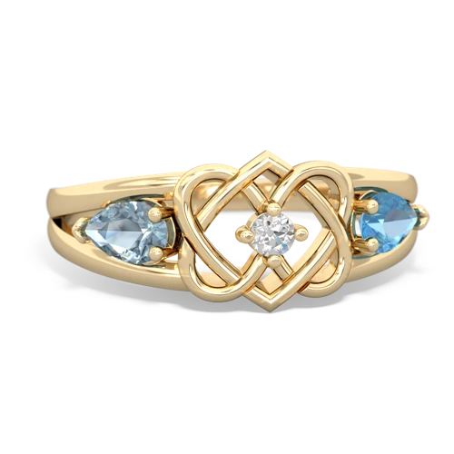 aquamarine-blue topaz double heart ring