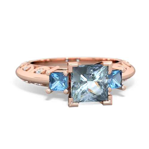 Aquamarine Genuine Aquamarine with Genuine Swiss Blue Topaz and  Art Deco ring Ring