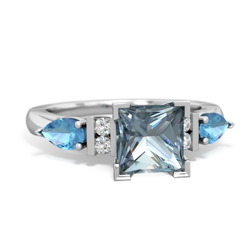 Aquamarine Genuine Aquamarine with Genuine Swiss Blue Topaz and  Engagement ring Ring