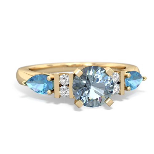 Aquamarine Genuine Aquamarine with Genuine Swiss Blue Topaz and Genuine Sapphire Engagement ring Ring