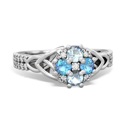 Aquamarine Genuine Aquamarine with Genuine Swiss Blue Topaz Celtic Knot Engagement ring Ring
