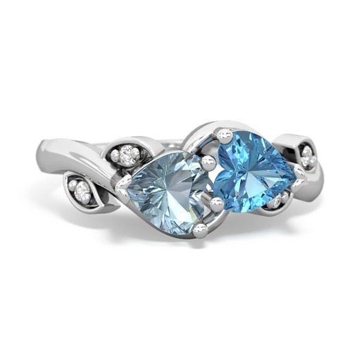 Aquamarine Genuine Aquamarine with Genuine Swiss Blue Topaz Floral Elegance ring Ring