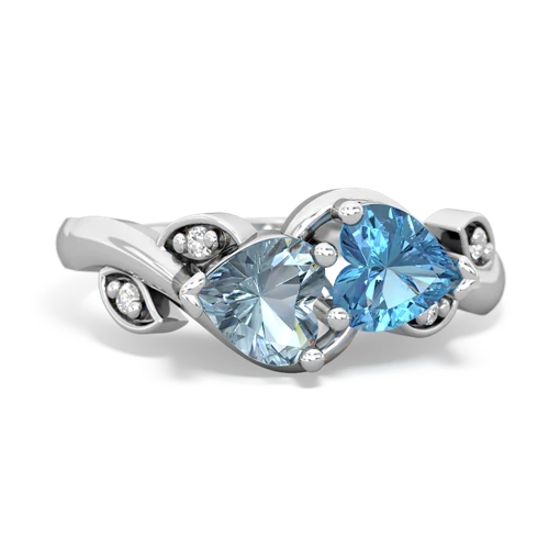 aquamarine-blue topaz floral keepsake ring