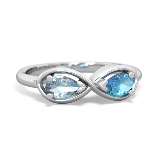 Aquamarine Genuine Aquamarine with Genuine Swiss Blue Topaz Infinity ring Ring
