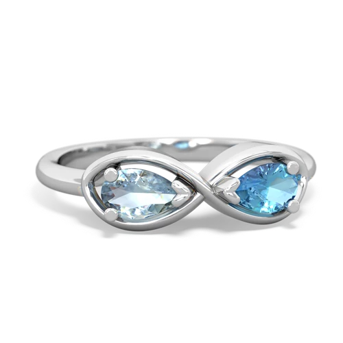 aquamarine-blue topaz infinity ring