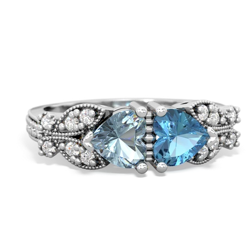 aquamarine-blue topaz keepsake butterfly ring